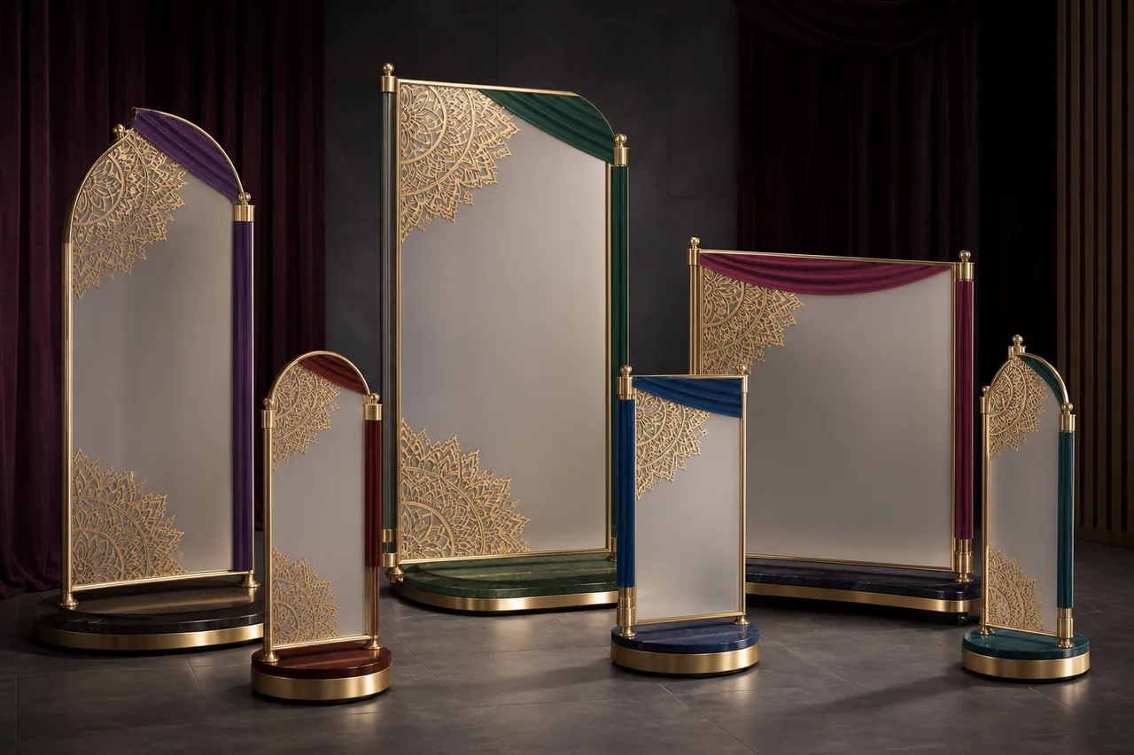 Pre-launch concept image of the complete blank coordinated ceremony signage suite